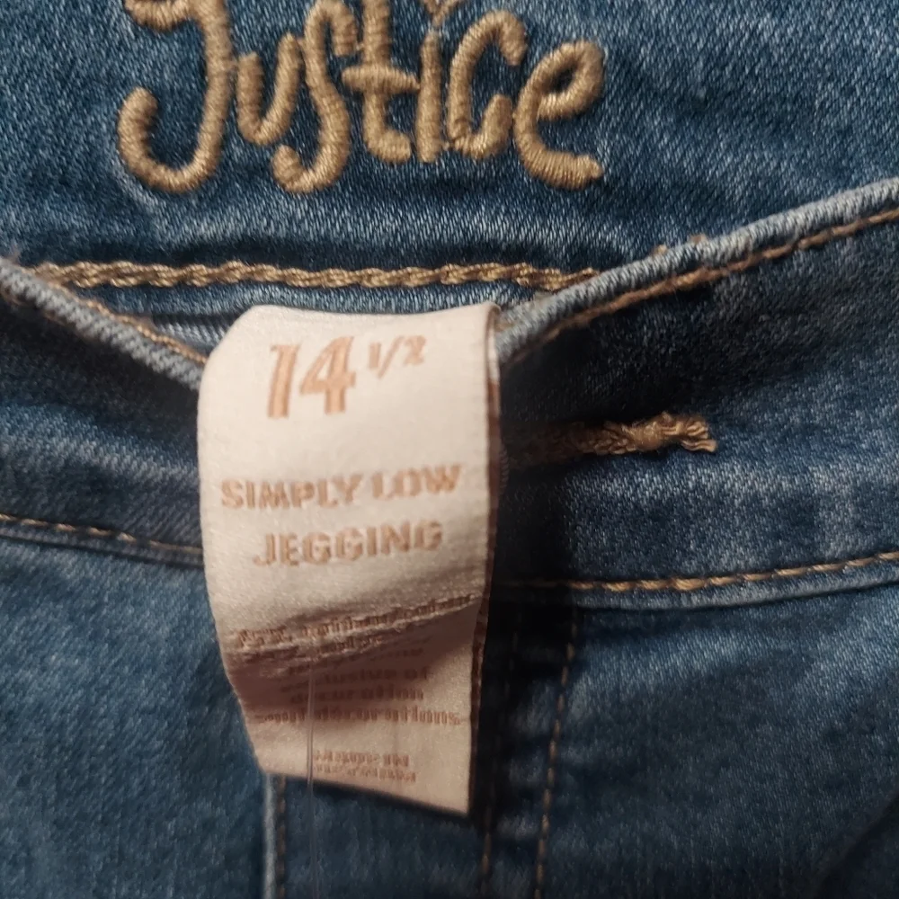 Justice NWT Girls Size 14 1/2 Jeans with Patcwork Detail